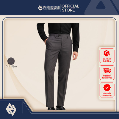 Quần âu nam Phan Nguyễn, chất liệu tetron cao cấp, mềm mại, kháng nhăn tốt form slim fit QVL.936
