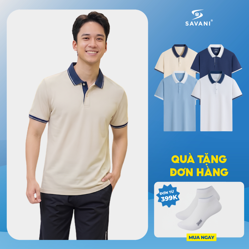 Áo Polo Nam SAVANI Cao Cấp, Áo Thun Nam Có Cổ Chất Cotton Mềm Mịn, Thấm Hút Mồ Hôi Tốt MPUA013S6
