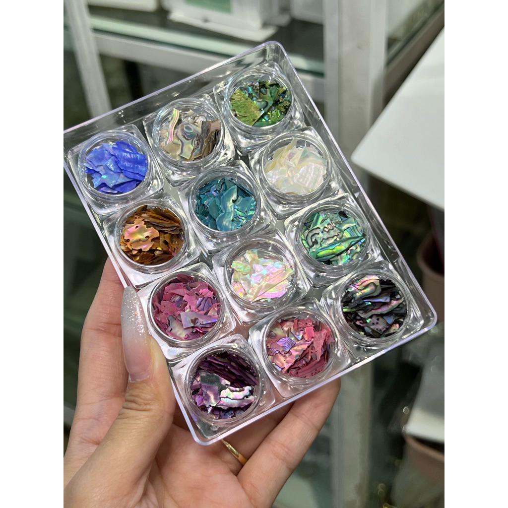 Set xà cừ vân gỗ 12 màu có hộp đựng