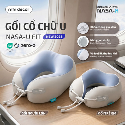 Gối Kê Cổ chữ U Mịn Decor NASA-U FIT, Gối Cho Trẻ Em Người Lớn Du Lịch Đi Học Đi Làm Chống Mỏi Gáy