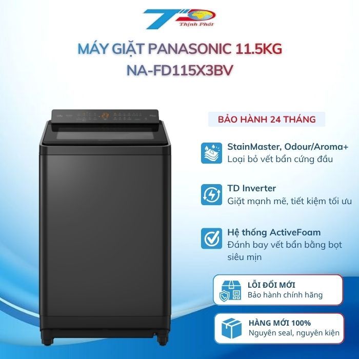 Máy Giặt Panasonic 11.5kg Lồng Đứng Giặt Sạch Vượt Trội Tiết Kiệm NA-FD115X3BV|Bảo Hành Chính Hãng