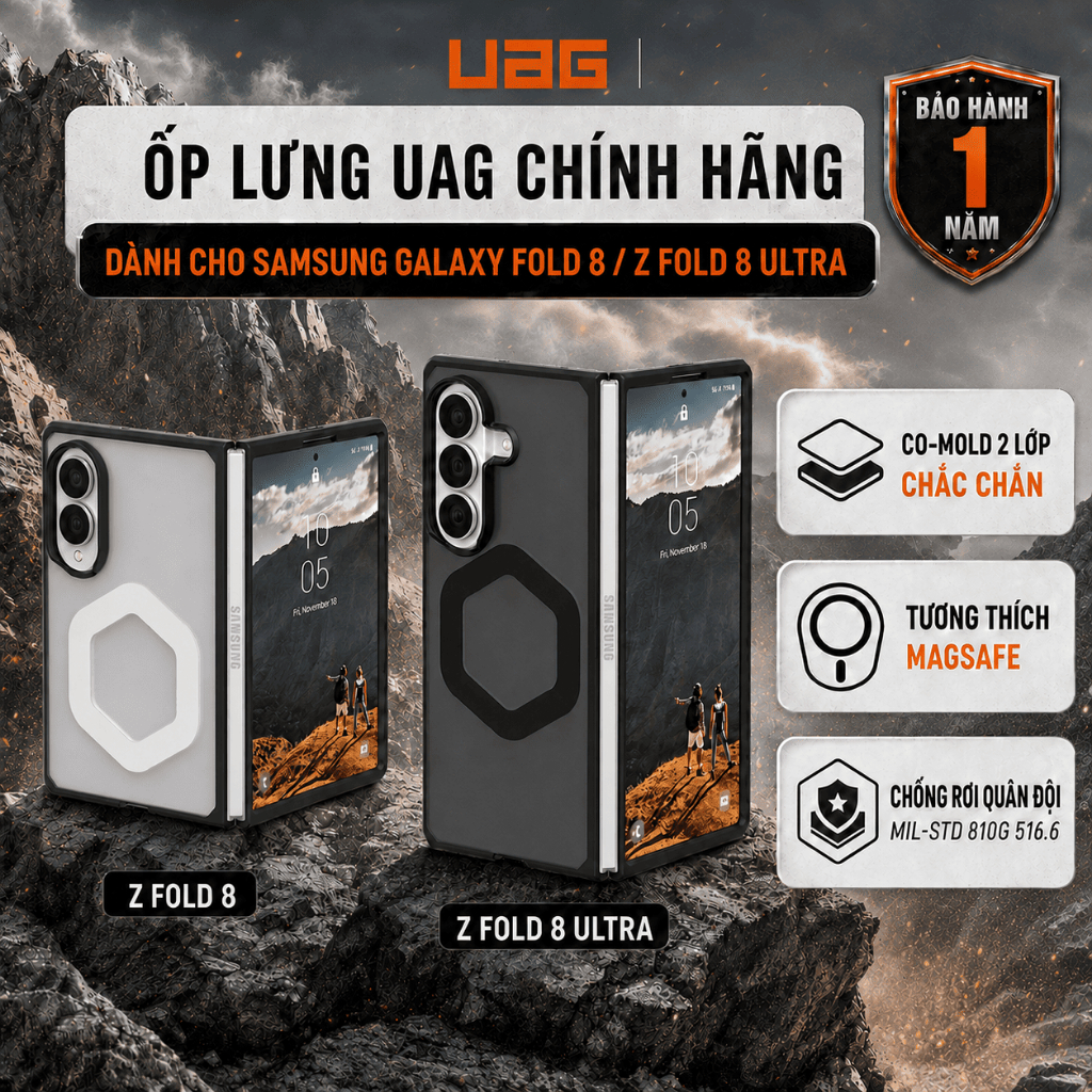 [Dành cho Samsung Z Fold8/ Fold8 Ultra] Ốp lưng UAG Mouve thiết kế trong suốt, đạt tiêu chuẩn chống 