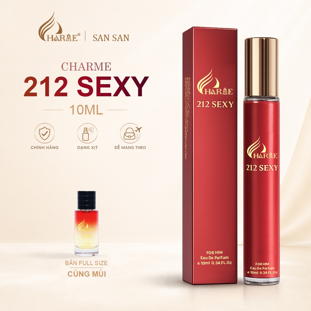 [Mini Size] Nước Hoa Nam Charme 212 Sexy 10ml Chính Hãng – Thơm Lâu - Nhỏ gọn - Tiện lợi