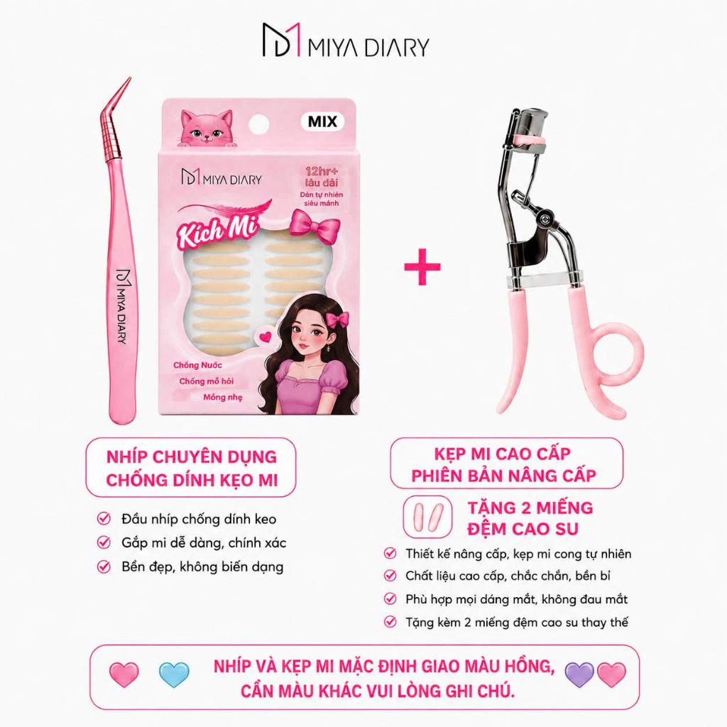 COMBO 3 Dụng Cụ Makeup Cho Mắt Xinh To Tròn MIYA DIARY Bí Quyết Makeup Hoàn Hảo Cho Người Mới Tập