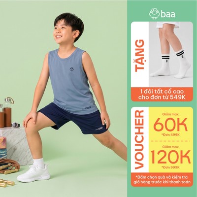 [Đơn 549k tặng 1 đôi vớ] Áo ba lỗ tanktop bé trai chạy bộ siêu nhẹ thấm hút 18-52kg Baa Active AT35C