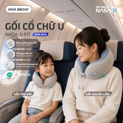 Gối Kê Cổ Chữ U Cao Su Non NASA-U FIT Mịn Decor, Giảm Đau Mỏi Cổ Vai Gáy Dùng Văn Phòng, Du Lịch
