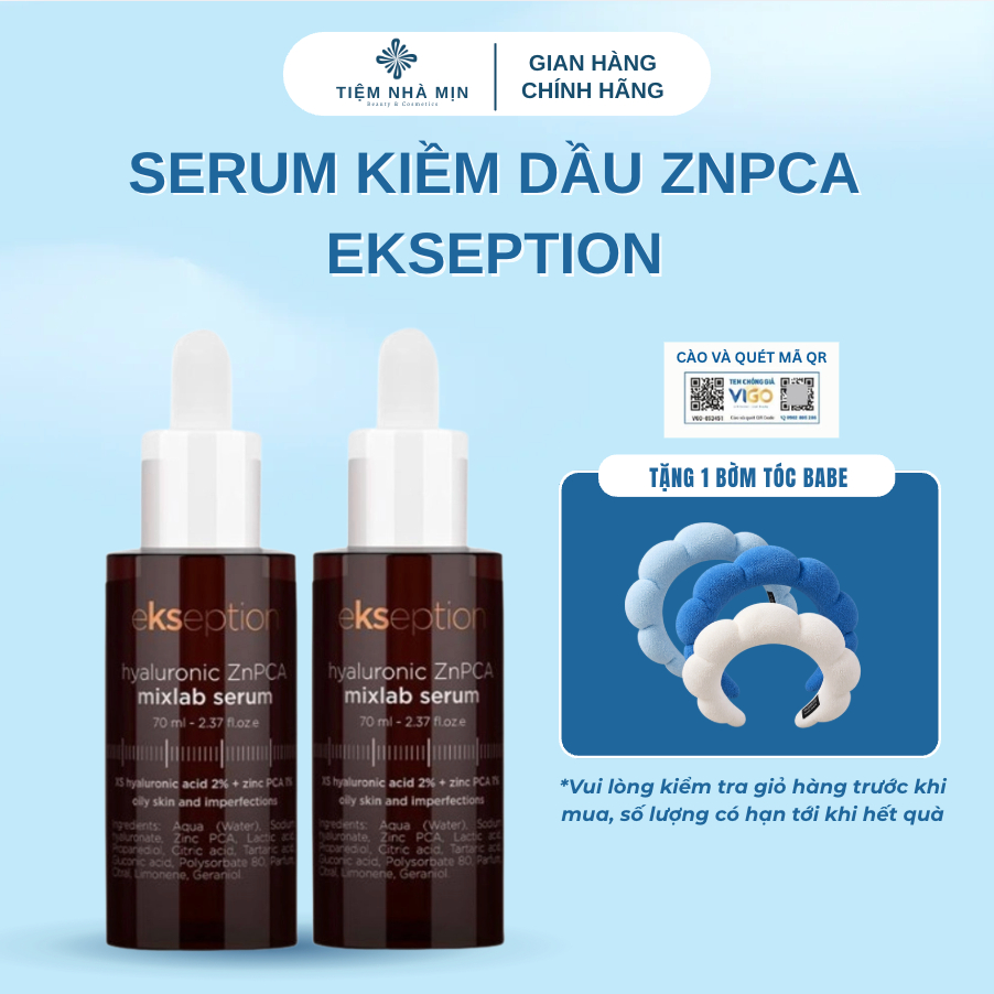 Serum Ekseption Hyaluronic Zinc PCA, HA + 1% ZnPCA Giảm Mụn, Kiềm Dầu 75ML