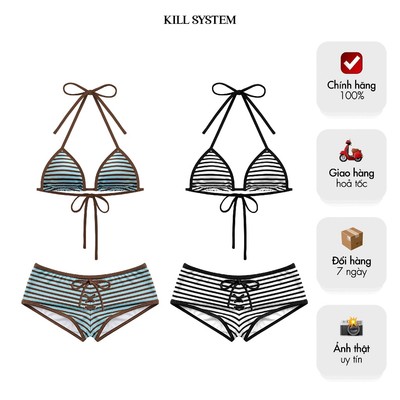 [HÀNG MỚI VỀ] Set bikini hai mảnh quần short sọc ngang NAOMI - 𝐊𝐈𝐋𝐋 𝐒𝐘𝐒𝐓𝐄𝐌