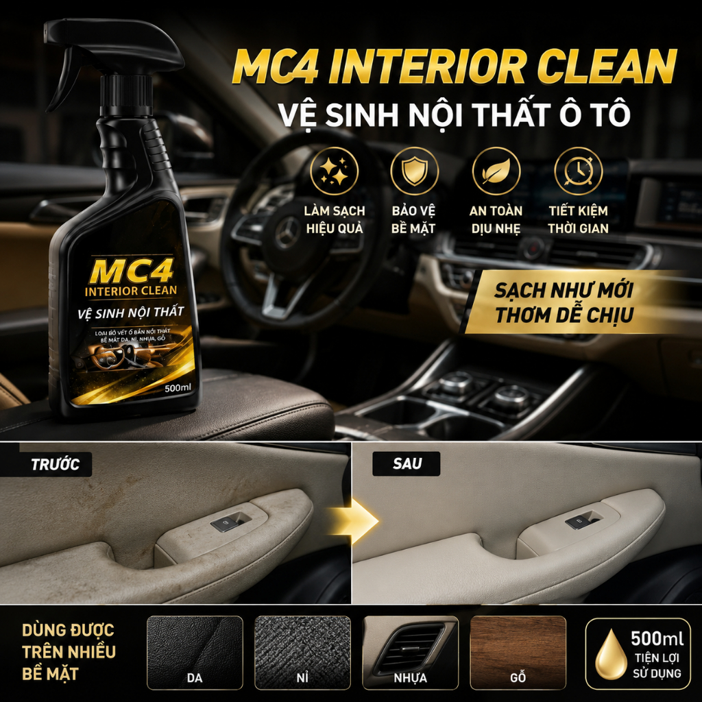 Vệ Sinh Nội Thất Ô Tô MC4 - Chính Hãng PONIKA