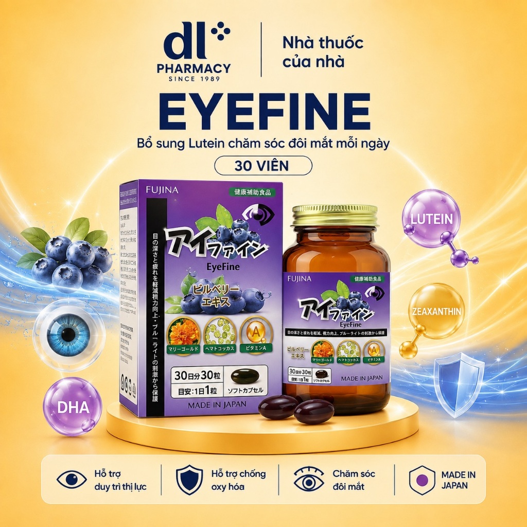 [DLP] Fujina EyeFine 30 viên, lutein zeaxanthin bilberry