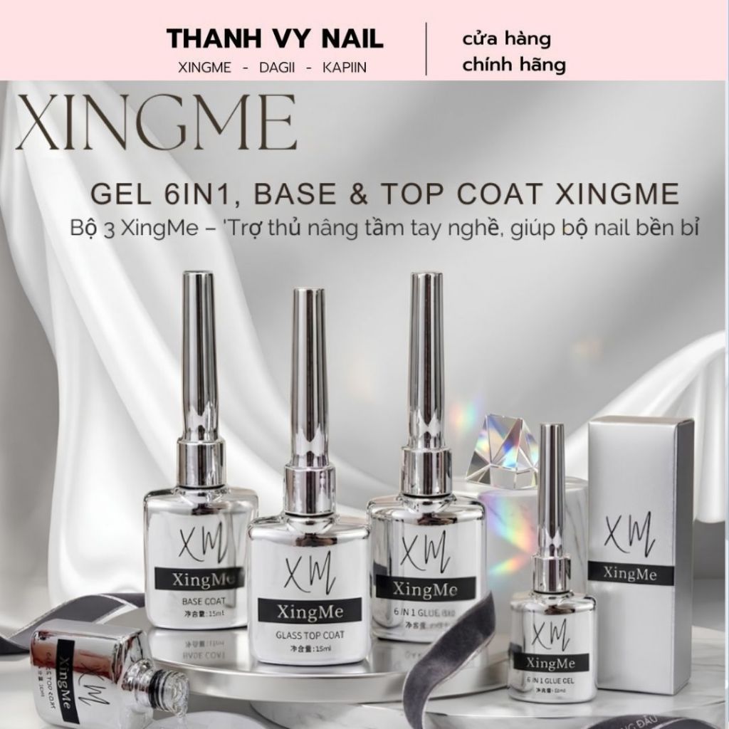 Sơn Base liên kết, Top bóng, 6in1 Glue Gel hãng XINGME [THANH VY EDANA]