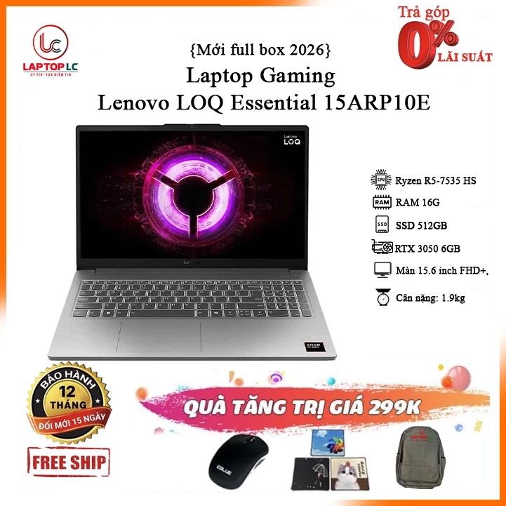 [FULL VAT] Laptop Lenovo LOQ Essential 15ARP10E 83S0000DVN { Ryzen 5 7535HS | RTX 3050 6GB | 15.6 in