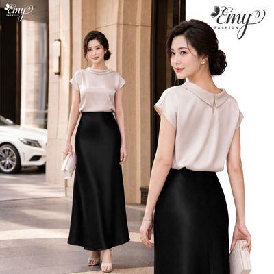 [LƯU Ý SẢN PHẨM CHỈ CHÂN VÁY] Chân Váy Thiết Kế EMY Thời Trang Cao Cấp V9858 Lụa Satin Sang Chảnh Đi Tiệc