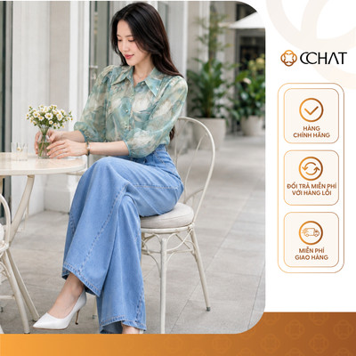 Áo Sơ Mi Nữ 𝐂𝐂𝐇𝐀𝐓 Dáng Suông In Họa Tiết Aven Chất Liệu Tơ Mềm Mại 16FDV6171ST