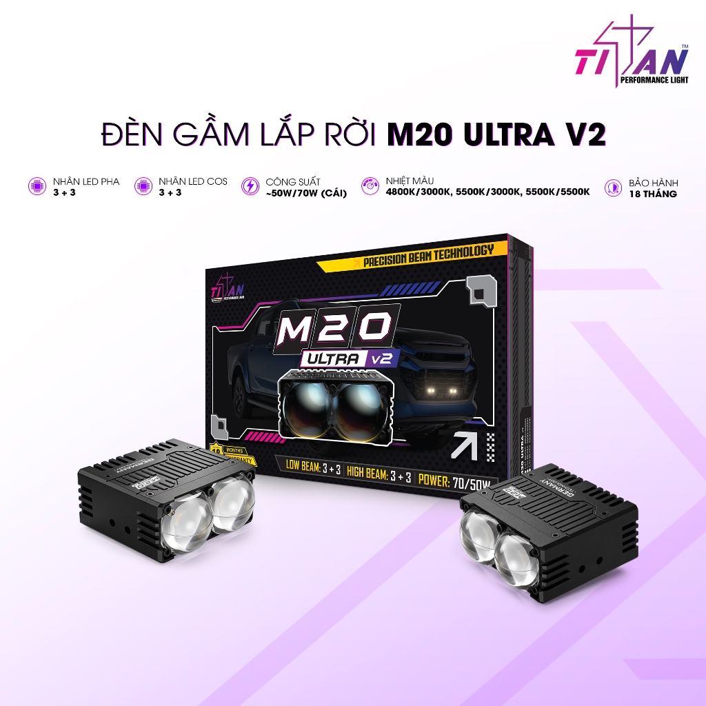 Đèn gầm dạng rời cho ô tô Titan M20 Ultra V2 - Titan Moto