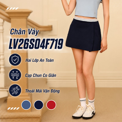 Chân Váy Thể Thao Pickle Ball, Tennis, Chân Váy Thiết Kế Dáng 2 Lớp Tôn Dáng, Lớp Trong Có Túi Đựng LV26S04F719