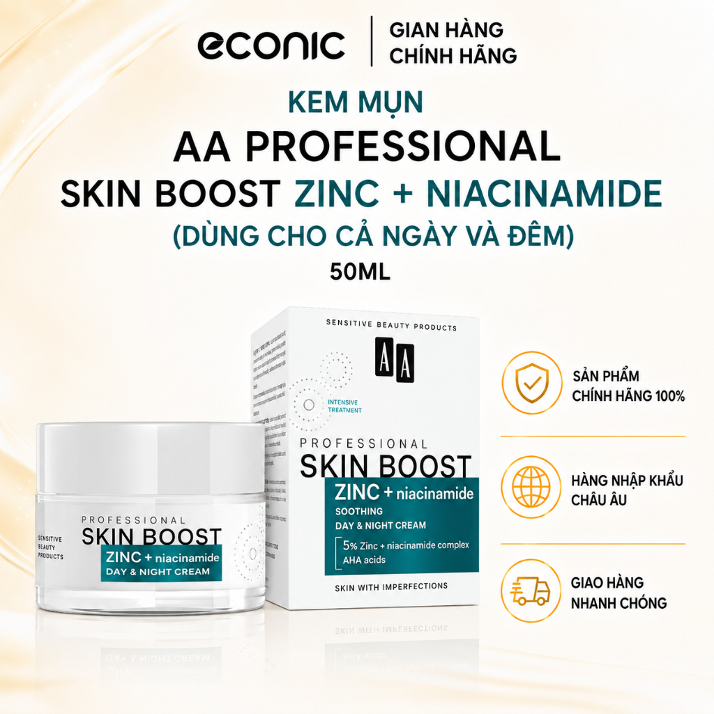 AA Cosmetics Kem Mụn ZinC + Niacinamide 5% Thuần Chay