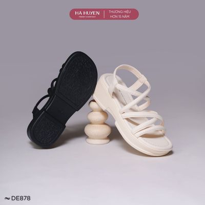 Dép nữ 5cm HÀ HUYỀN quai dây chéo quai hậu chun đế cao 5 phân - DE878