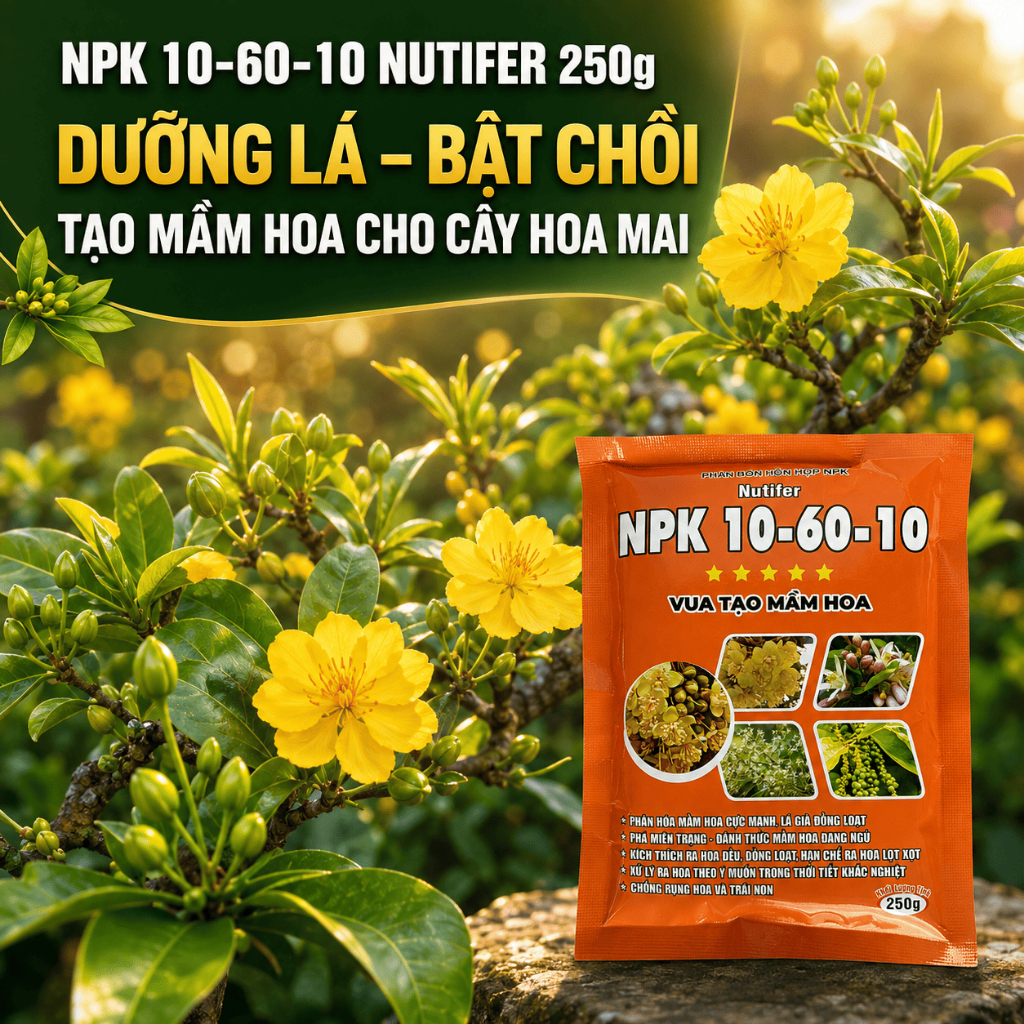 NPK 10-60-10 – Phân Bón Hàm Lượng Lân Cao ,dưỡng rễ, lá bật chồi, Phân Hóa Mầm Hoa ,Ra Hoa Đồng Đều 