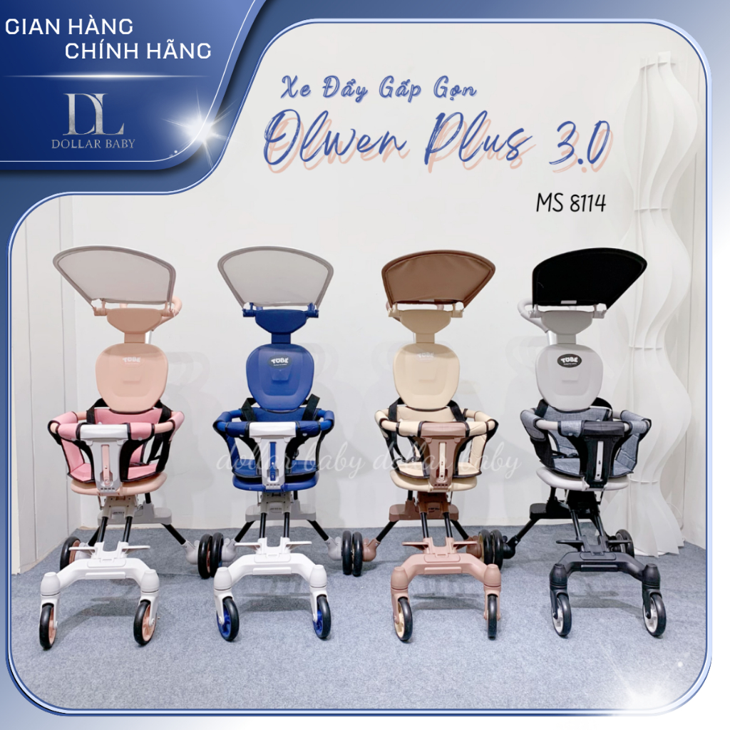 Xe Đẩy Tobé Olwen Plus 3.0 Gấp Gọn - Đệm Mái Che, Xoay 360°, Siêu Nhẹ 3.8Kg, Tải 30Kg - Chính Hãng.