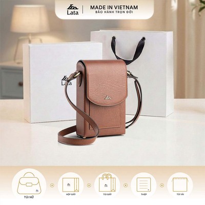 Bộ hộp quà trắng LATA (Túi đeo chéo nữ LATA HN128 + Hộp quà HQ2T + Túi giấy TG2T + Túi rút BVR3838 + Thiệp cảm ơn BT1)