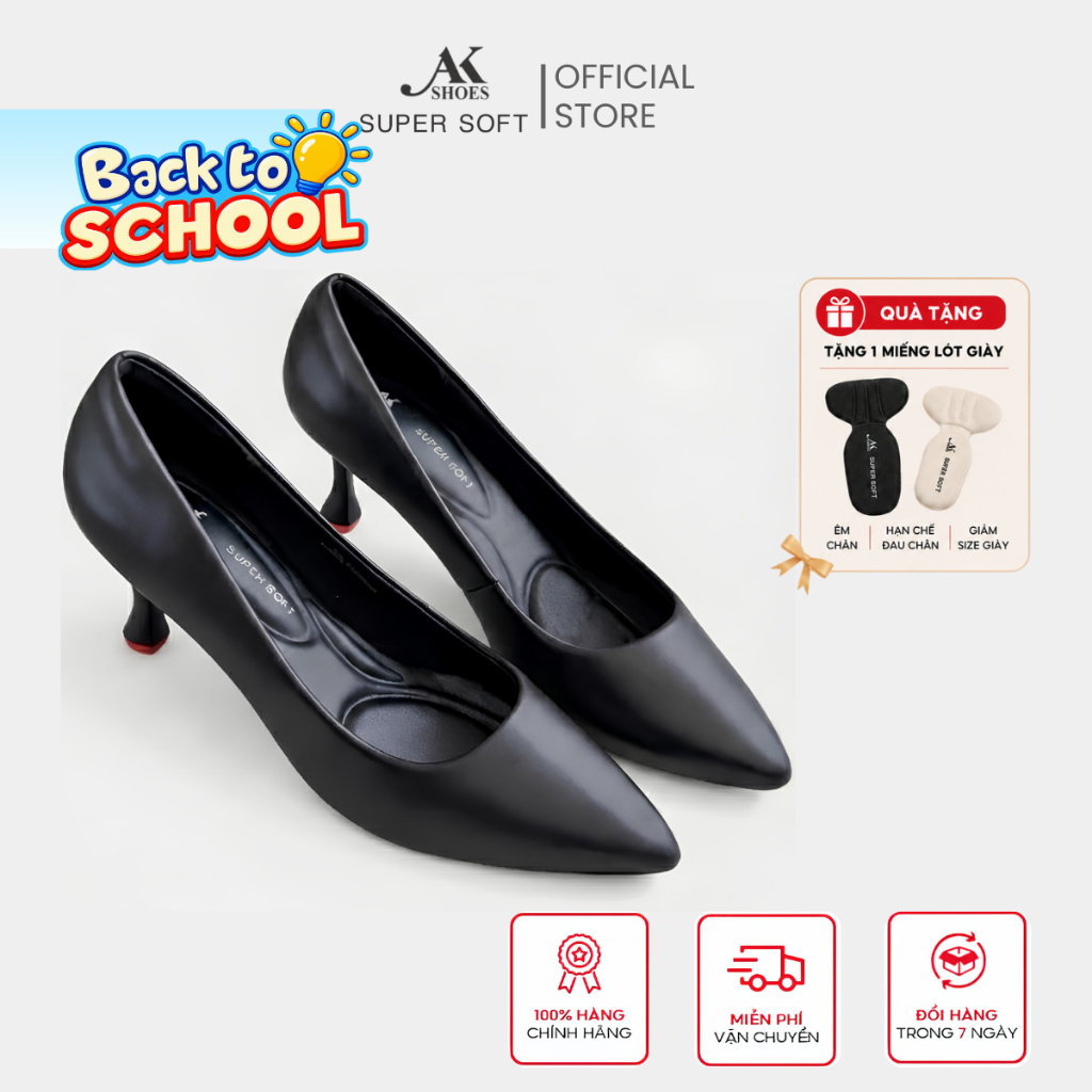Giày Cao Gót Nữ Super Soft Sang Chảnh 7cm- Lót Đế & Cổ Dày Dặn, Lòng Giày Sâu AK512 Super Soft