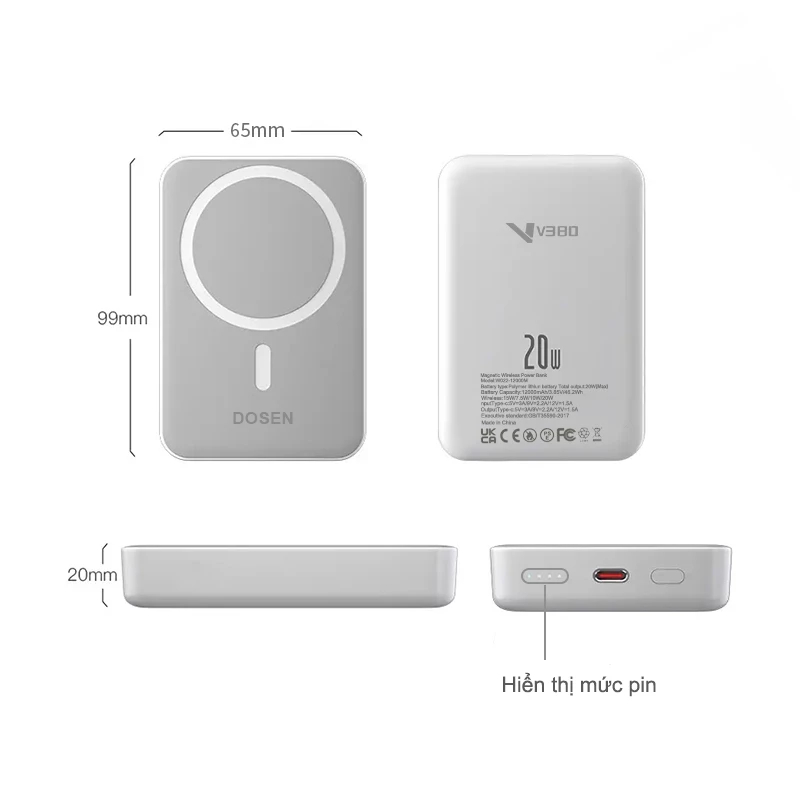 Dosen Mini Từ Tính Không Dây 10000mah 12000mAh 22.5W Sạc