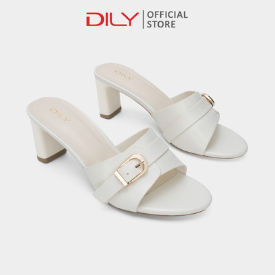 Dép guốc DILY thiết kế quai ngang phối khóa, gót vuông chắc chân cao 6cm DL0657