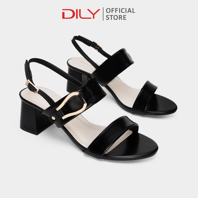 Sandal cao gót DILY quai phối khóa sang trọng, gót vuông chắc chân cao 5cm DL0667