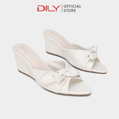 Dép guốc DILY thiết kế quai phối nơ trẻ trung, đế xuồng tôn dáng cao 6.5cm DL0668
