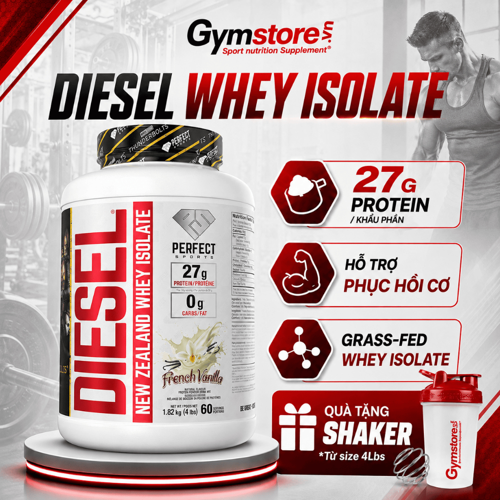 [TẶNG BÌNH LẮC] Sữa tăng cơ Perfect Diesel Whey Protein Isolate 4Lbs (Canada) siêu tinh khiết không 