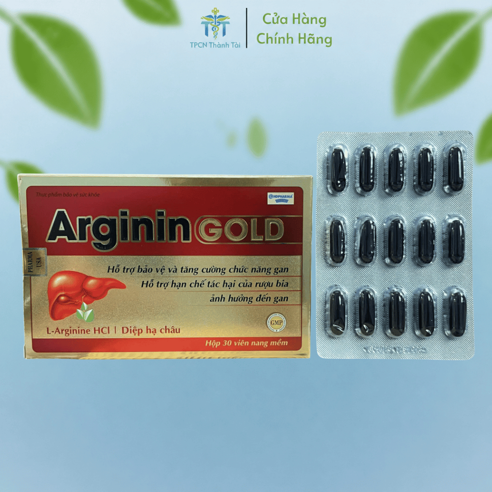 Viên Uống ARGININ GOLD Hỗ Trợ Bảo Vệ, Tăng Cường Chức Năng Gan, Thanh Nhiệt, Làm Mát Gan - Hộp 30 Vi