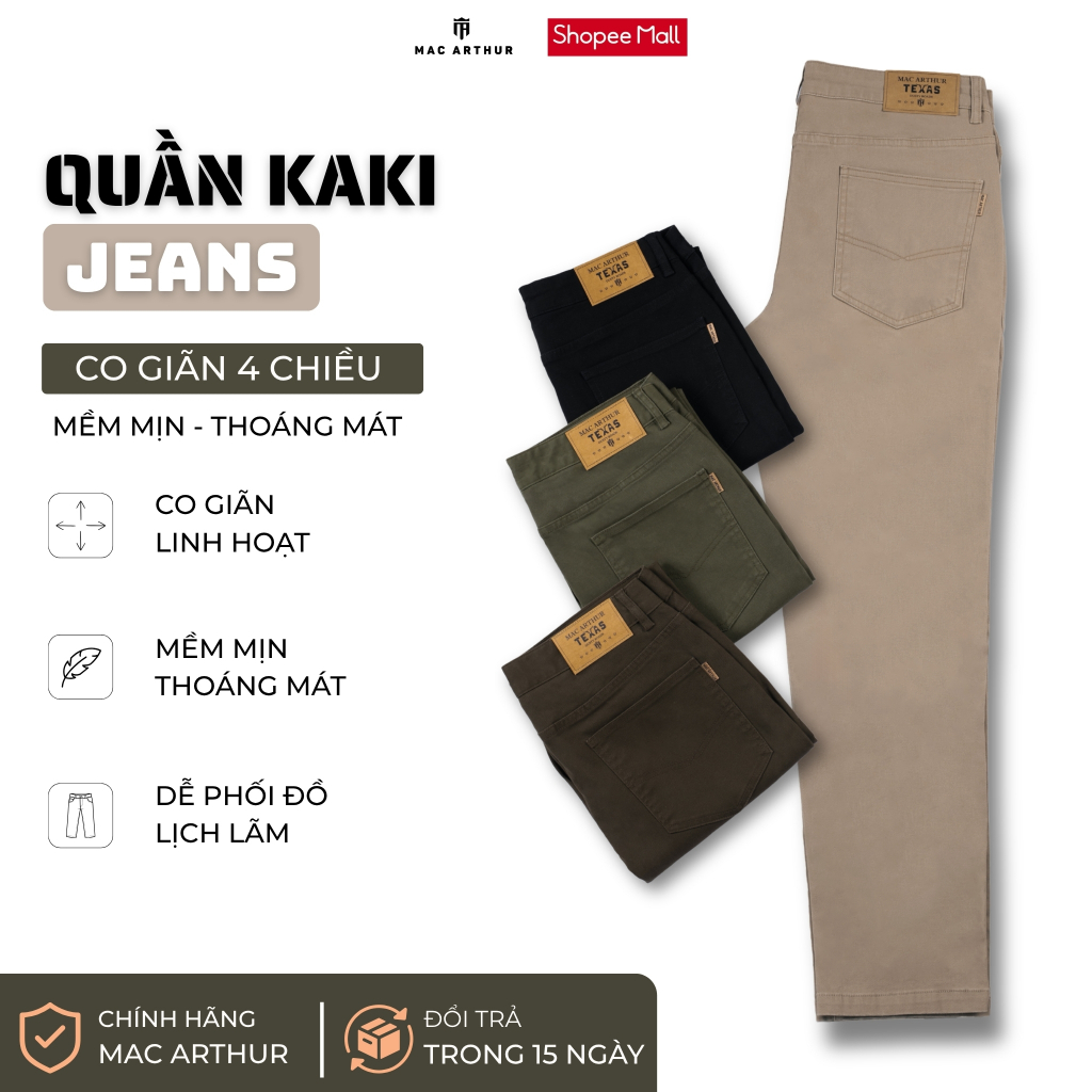 [ Chính Hãng ] Quần Kaki Jean Mac Arthur Texas Dáng Đứng Khoẻ Khoắn, Chống Co Rút Và Bay Màu SP1