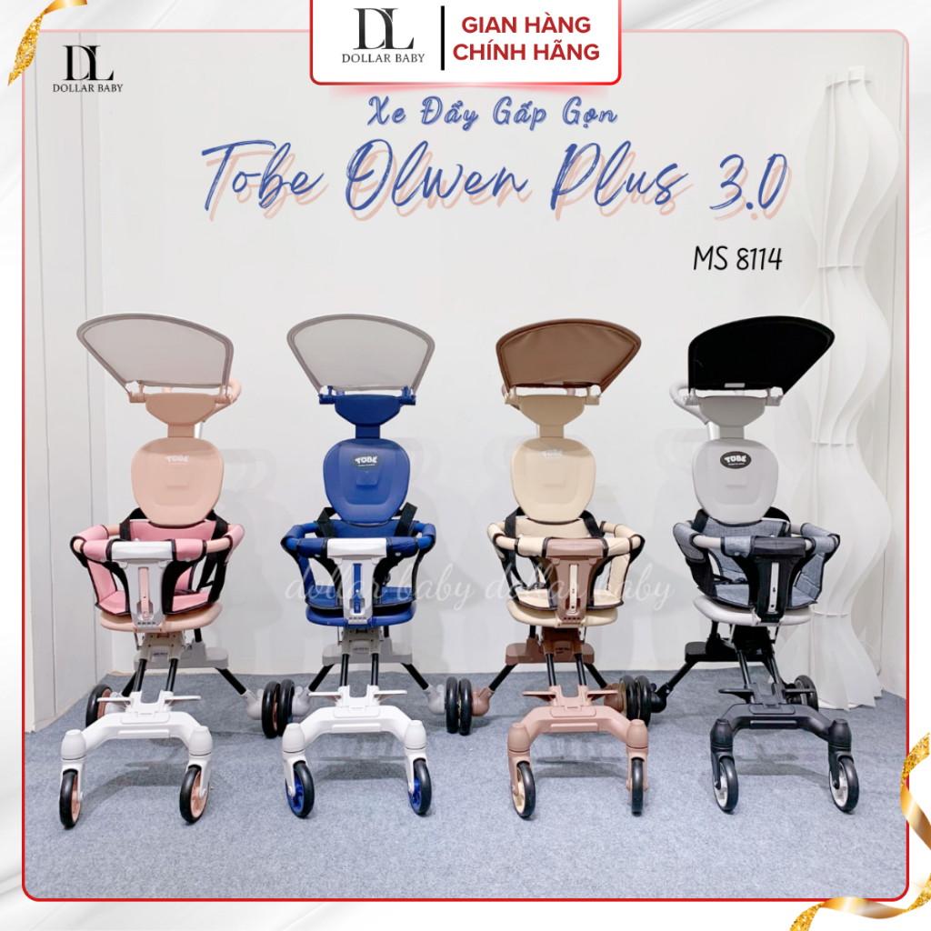 Xe Đẩy ToBé Olwen Plus 3.0 Gấp Gọn - Đệm Mái Che, Siêu Nhẹ 3.8kg, Tải 30kg - Có hoả tốc