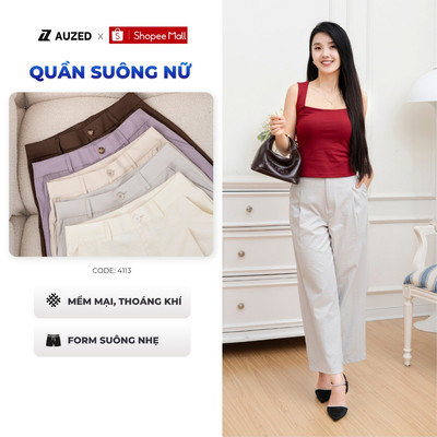 Quần Âu Nữ AUZED Ống Suông Form Vừa Vải Kaki, Quần Tây Nữ Công Sở Thanh Lịch 4113