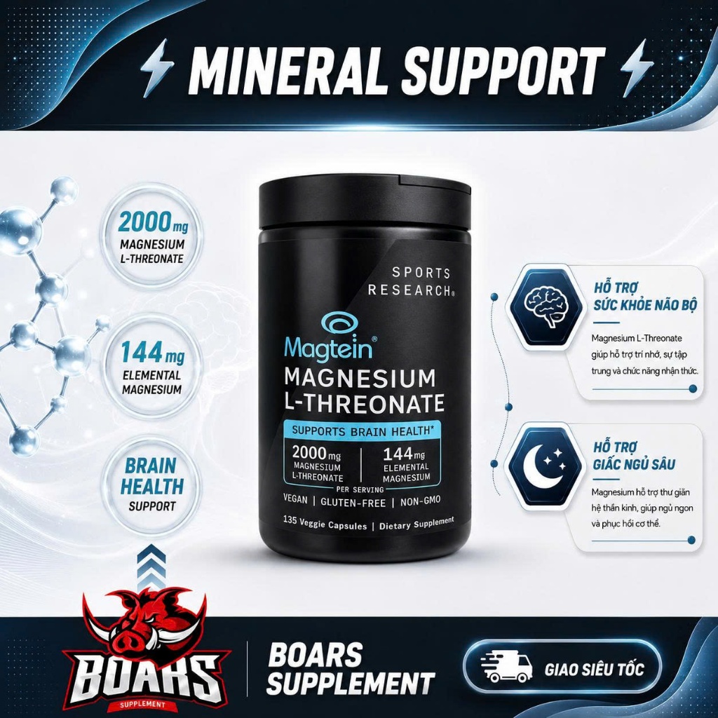 Viên Uống Bổ Sung Magie Magtein Magnesium L-Threonate - Hỗ Trợ Giấc Ngủ Ngon