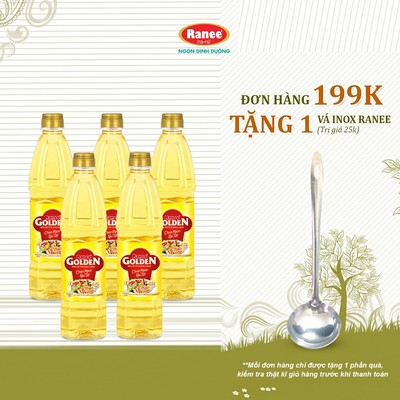 {Đơn 199k tặng vá inox } COMBO 5 chai dầu ăn RANEE GOLDEN 1 lít (1 lít/chai x 5 chai)