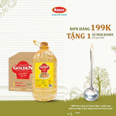 {Đơn 199k tặng vá inox } Thùng dầu ăn Ranee Golden 5 lít (5 lít/chai x 4 chai)