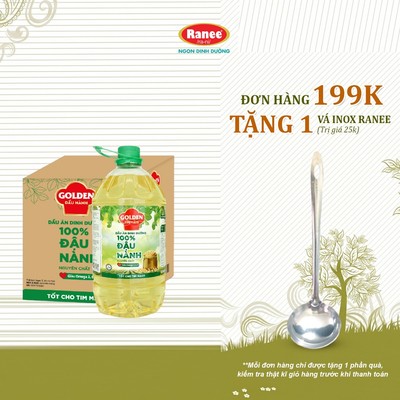{Đơn 199k tặng vá inox }Thùng dầu Đậu Nành cao cấp Golden 5 lít (5 lít/chai x 4 chai)