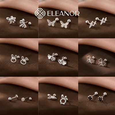 Bông tai nữ chuôi bạc 925 Eleanor Accessories phụ kiện trang sức mini chốt khuyên tai bi tròn 12501