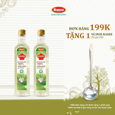 {Đơn 199k tặng vá inox } Combo 2 chai Dầu DỪA Dinh dưỡng Golden 1 lít (2 chai x 1 lít)