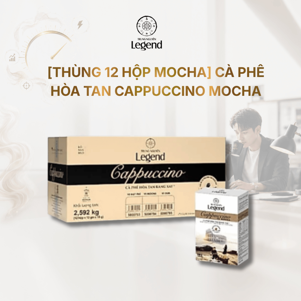 [THÙNG 12 HỘP MOCHA] Cà Phê Hòa Tan CAPPUCCINO MOCHA Trung Nguyên Legend Hộp 12 Gói Đậm Đà
