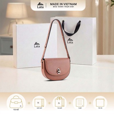 Bộ hộp quà trắng LATA (Túi đeo chéo nữ LATA HN141 + Hộp quà HQ2T + Túi giấy TG2T + Túi rút BVR3838 + Thiệp cảm ơn BT1)