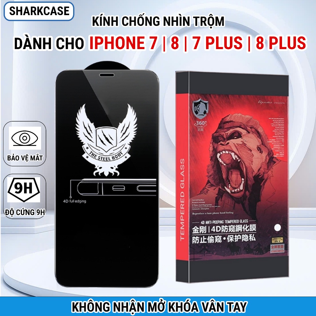 Kính cường lực Iphone 7, 8, 7 Plus, 8 Plus chống nhìn trộm miếng dán full màn bảo vệ màn hình điện t