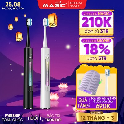 Bàn chải điện Magic Eco Pro-51, 5 chế độ làm sạch, pin 1600 mAh, tầng số rung 39000 vòng/phút