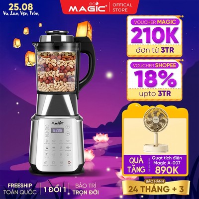 Máy Làm Sữa Hạt 15 Chức Năng 1,75L Magic Eco AC-145, Tự Động Vệ Sinh, Lưỡi Dao 8 Cánh Thép Không Gỉ