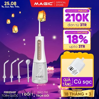 Tăm Nước Magic Eco Pro-82, Pin 1800mAh, 5 Chế Độ Làm Sạch + 5 Đầu Tăm, Chống Nước IPX7, BH 18T