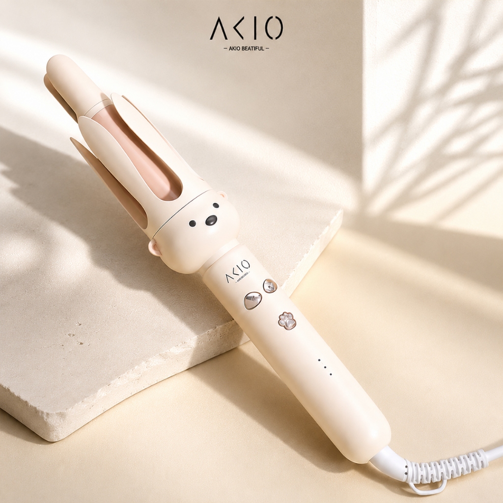 Máy uốn tóc xoăn tự động Luxury V6 thương hiệu AKIO BEAUTY chất liệu gốm sứ đường kính uốn 28mm