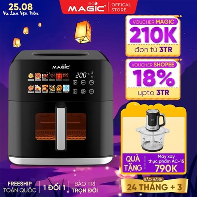 Nồi chiên không dầu Magic Eco AC-162, dung tích 8L chiên nguyên con gà, 12 chế độ tự động, BH 24th