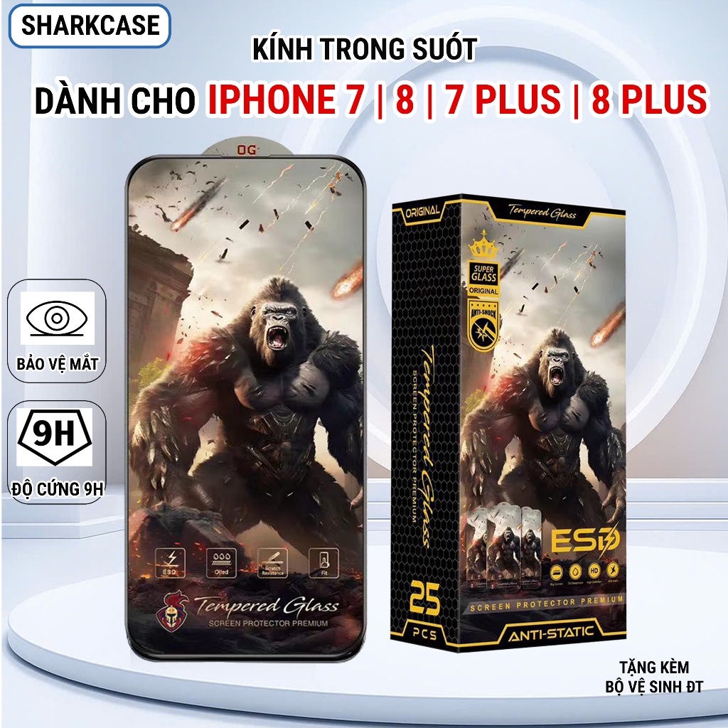 Kính cường lực iPhone 7 / 8 / 7 plus / 8 plus chiến binh trong suốt full viền miếng dán bảo vệ màn h